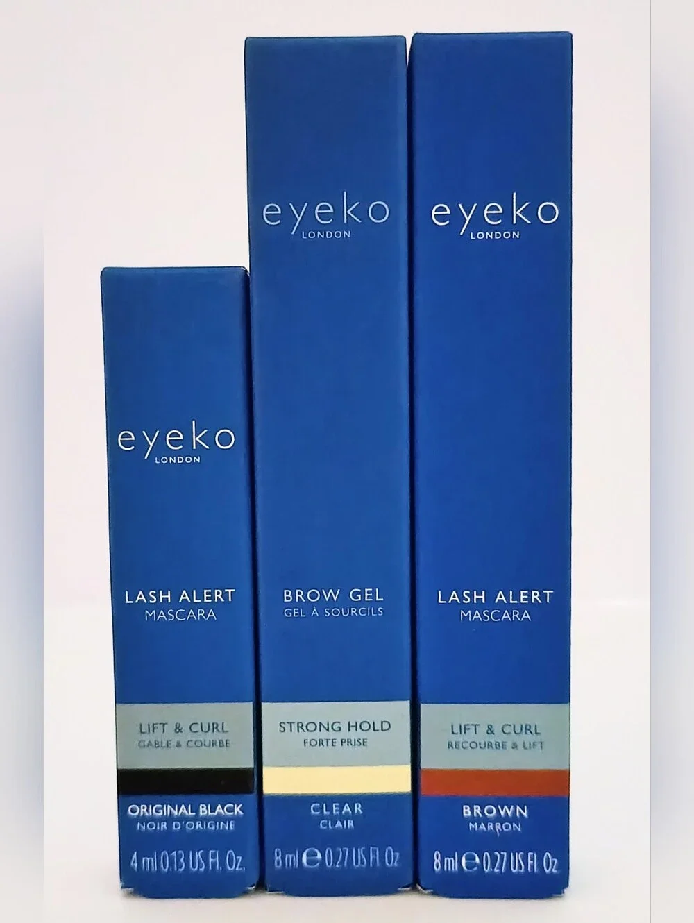 NEW Eyeko London Lash Alert Mascara Bundle Black Brown & Clear Brow Gel 3 Pc